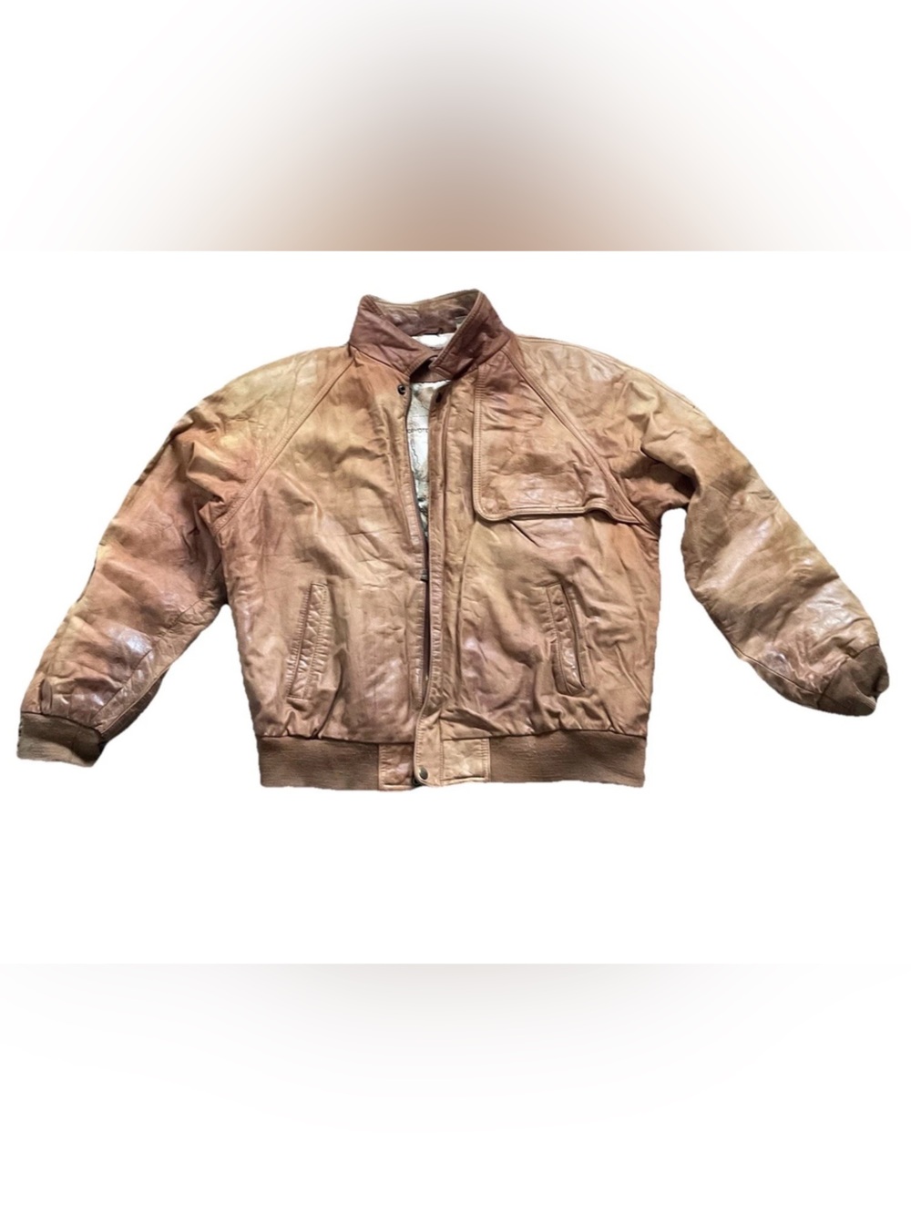 Vintage 90s Marlboro Adventure Team Leather Bomber Jacket Map Lining Size Large